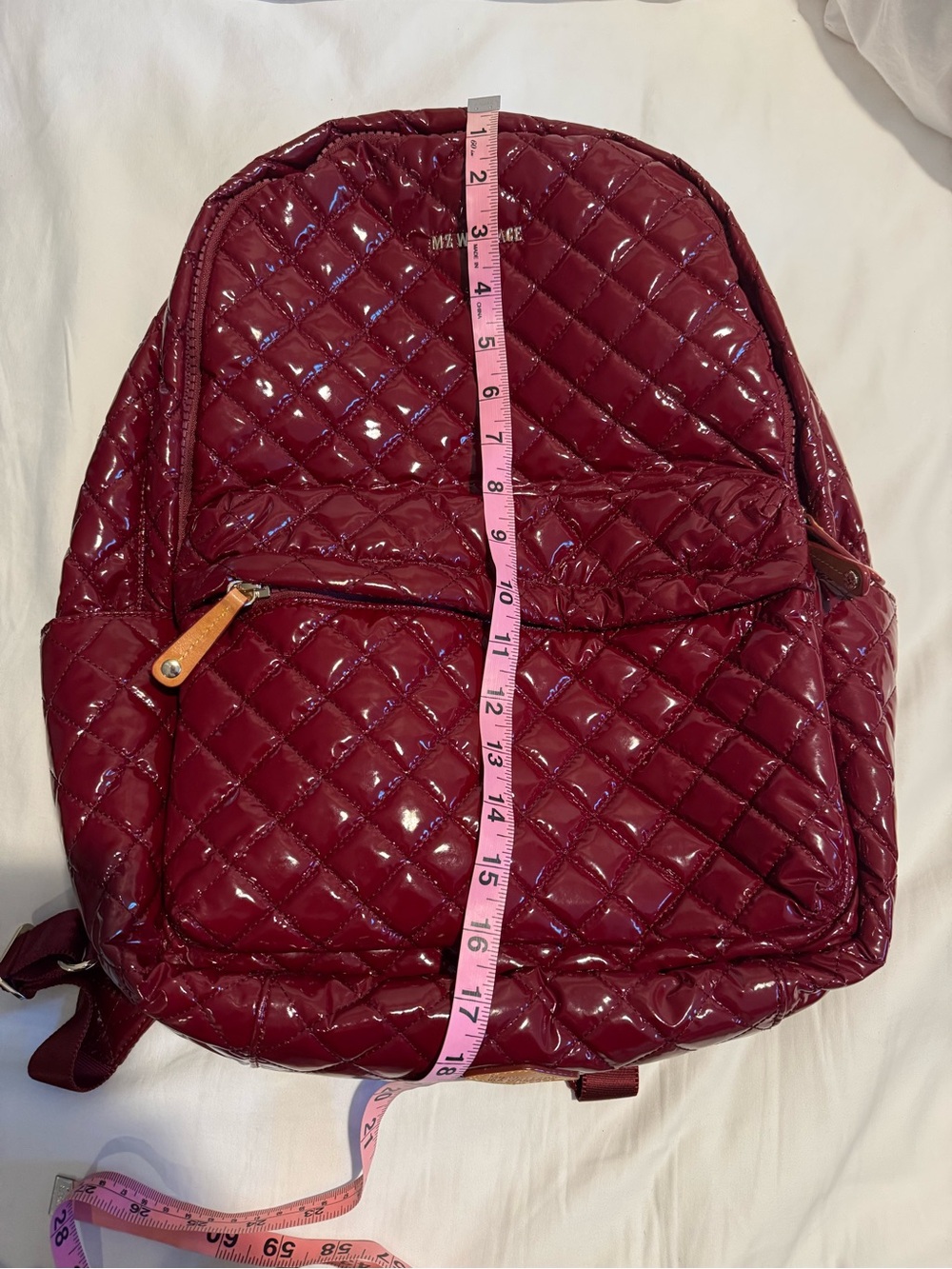 MZ WALLACE BACKPACK—Quilted “Cranberry Lacquer” with leather details - Picture 13 of 16